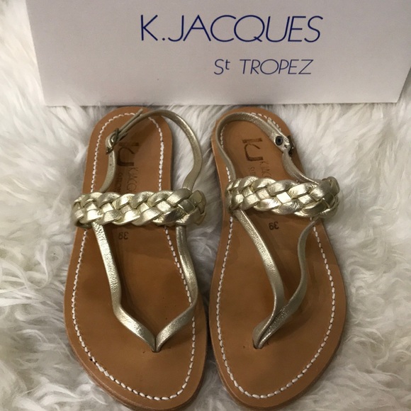 K. jacques Gold Flat sandals - Picture 1 of 6